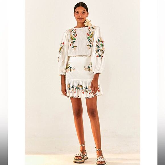 FARM Rio Pitanga Embroidery Mini Skirt S - Picture 1 of 3